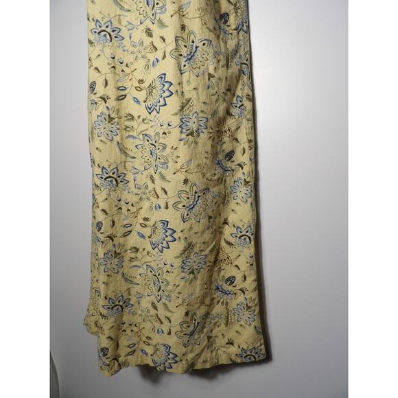 Vintage Requirements Linen Midi Dress Medium Yellow Floral Cottage Core Fairy Y2 - Picture 11 of 13